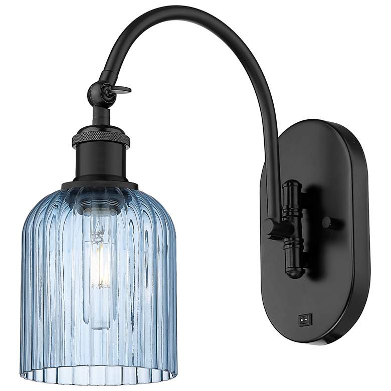 Image 1 Ballston Bridal Veil 5" Sconce Arm Swivels Side to Side Black Blue Shade