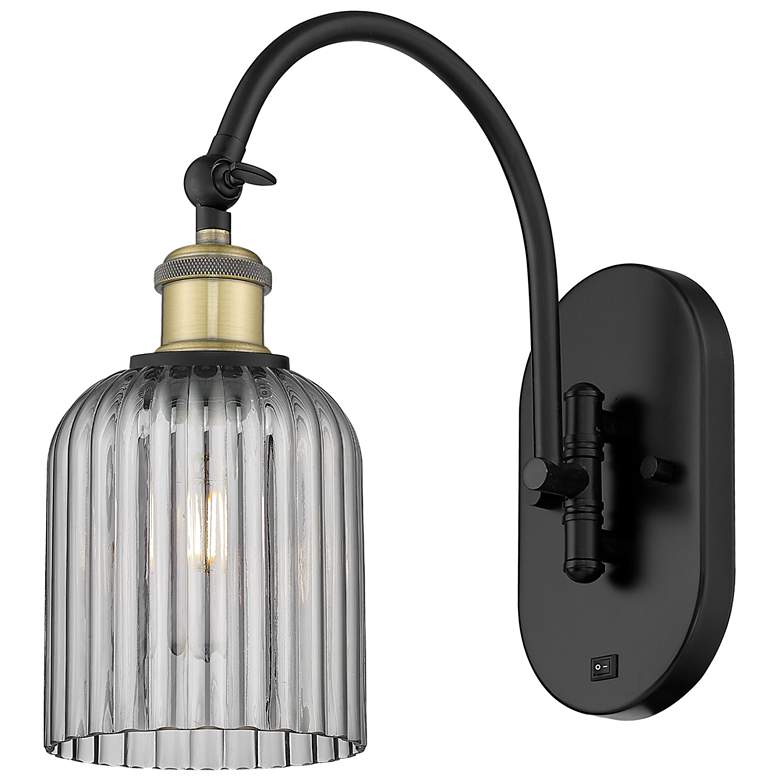Image 1 Ballston Bridal Veil 5" Sconce Arm Swivels Side to Side Black Brass Smoke