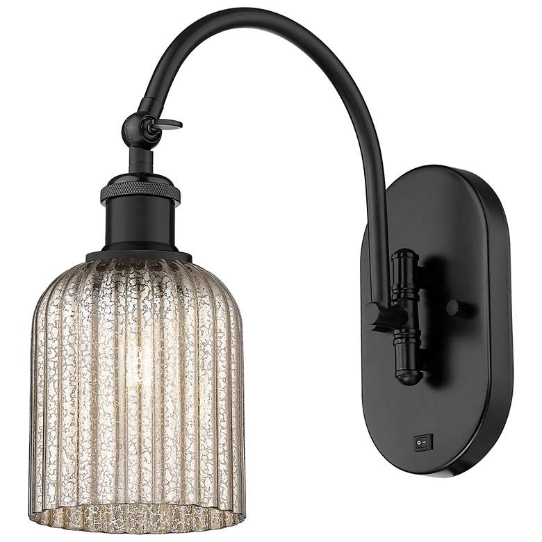 Image 1 Ballston Bridal Veil 5" Sconce Arm Swivels Side to Side Black Mercury Shade