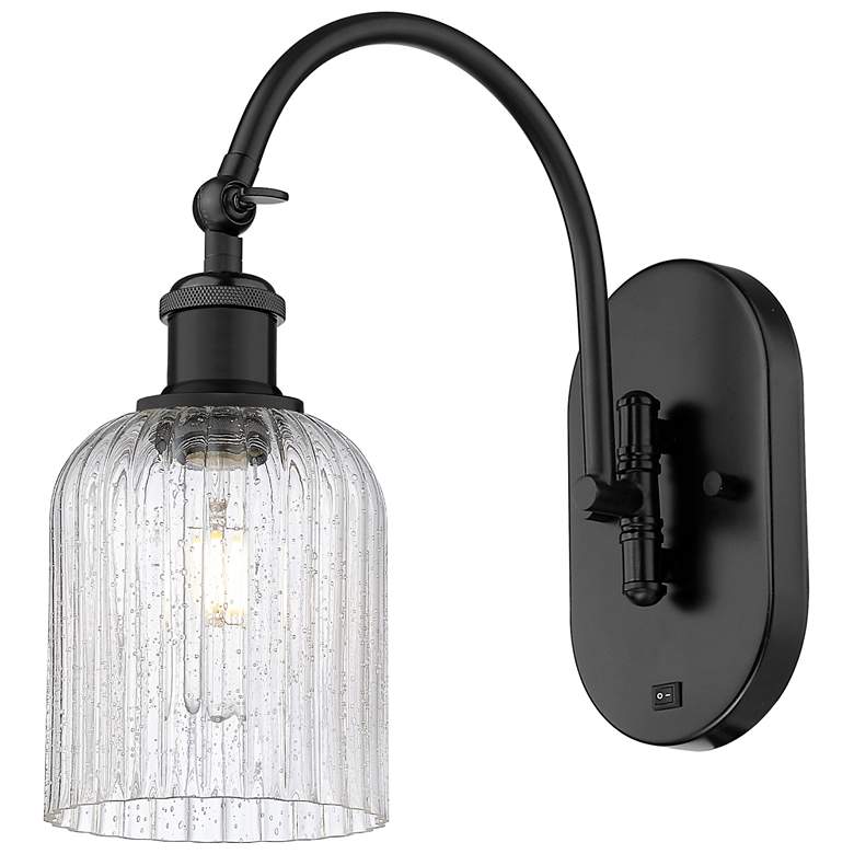 Image 1 Ballston Bridal Veil 5" Sconce Arm Swivels Side to Side Black Seedy Shade