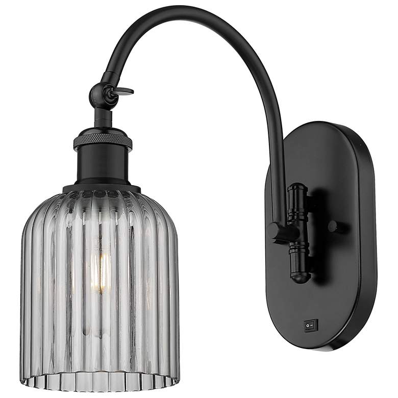 Image 1 Ballston Bridal Veil 5" Sconce Arm Swivels Side to Side Black Smoke Shade