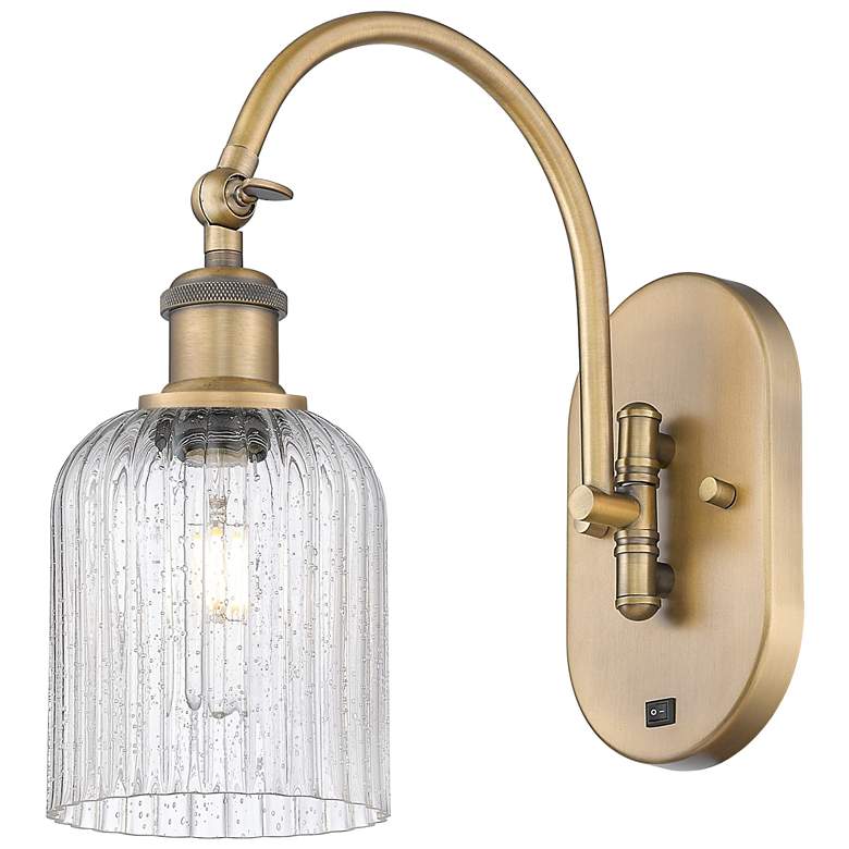 Image 1 Ballston Bridal Veil 5" Sconce Arm Swivels Side to Side Brass Seedy Shade