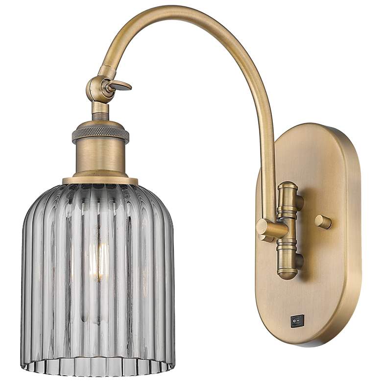 Image 1 Ballston Bridal Veil 5" Sconce Arm Swivels Side to Side Brass Smoke Shade