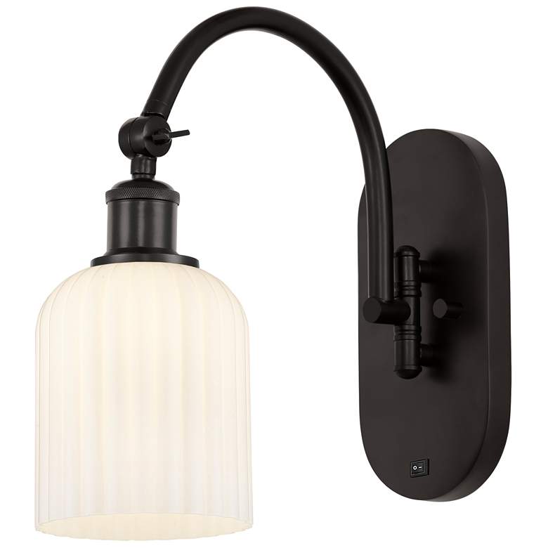 Image 1 Ballston Bridal Veil 5" Sconce Arm Swivels Side to Side Bronze White Shade