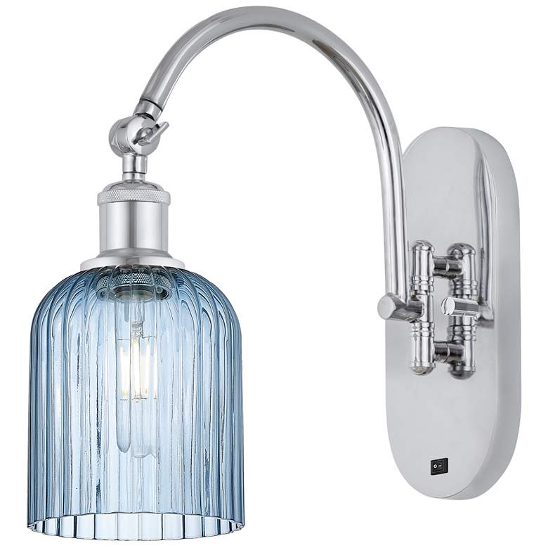 Image 1 Ballston Bridal Veil 5" Sconce Arm Swivels Side to Side Chrome Blue Shade