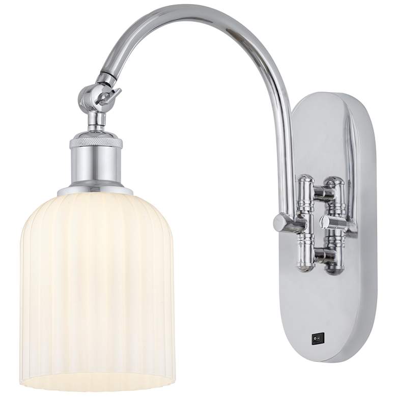 Image 1 Ballston Bridal Veil 5" Sconce Arm Swivels Side to Side Chrome White Shade