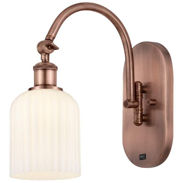 Image 1 Ballston Bridal Veil 5" Sconce Arm Swivels Side to Side Copper White Shade