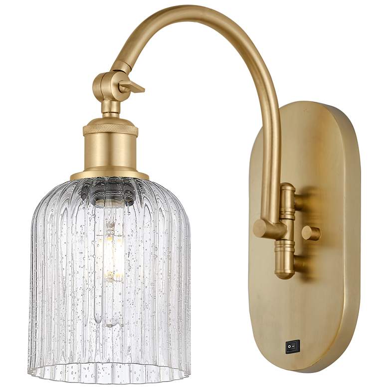 Image 1 Ballston Bridal Veil 5" Sconce Arm Swivels Side to Side Gold Seedy Shade
