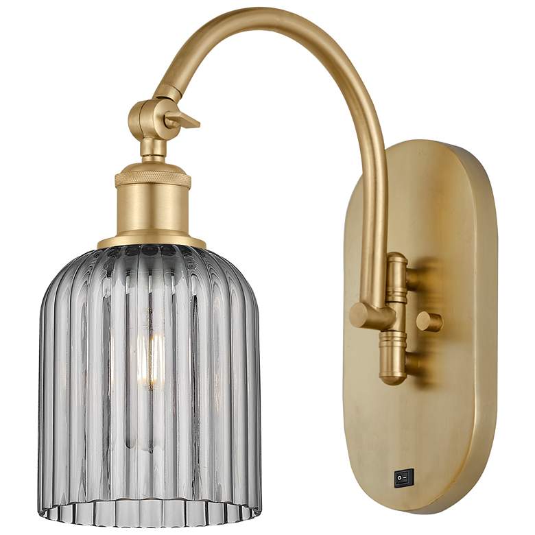 Image 1 Ballston Bridal Veil 5" Sconce Arm Swivels Side to Side Gold Smoke Shade