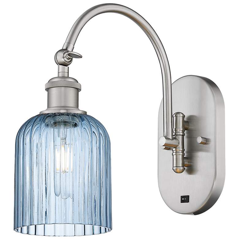 Image 1 Ballston Bridal Veil 5" Sconce Arm Swivels Side to Side Satin Nickel Blue