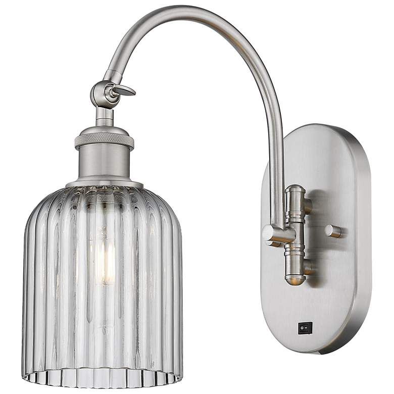 Image 1 Ballston Bridal Veil 5" Sconce Arm Swivels Side to Side Satin Nickel Smoke