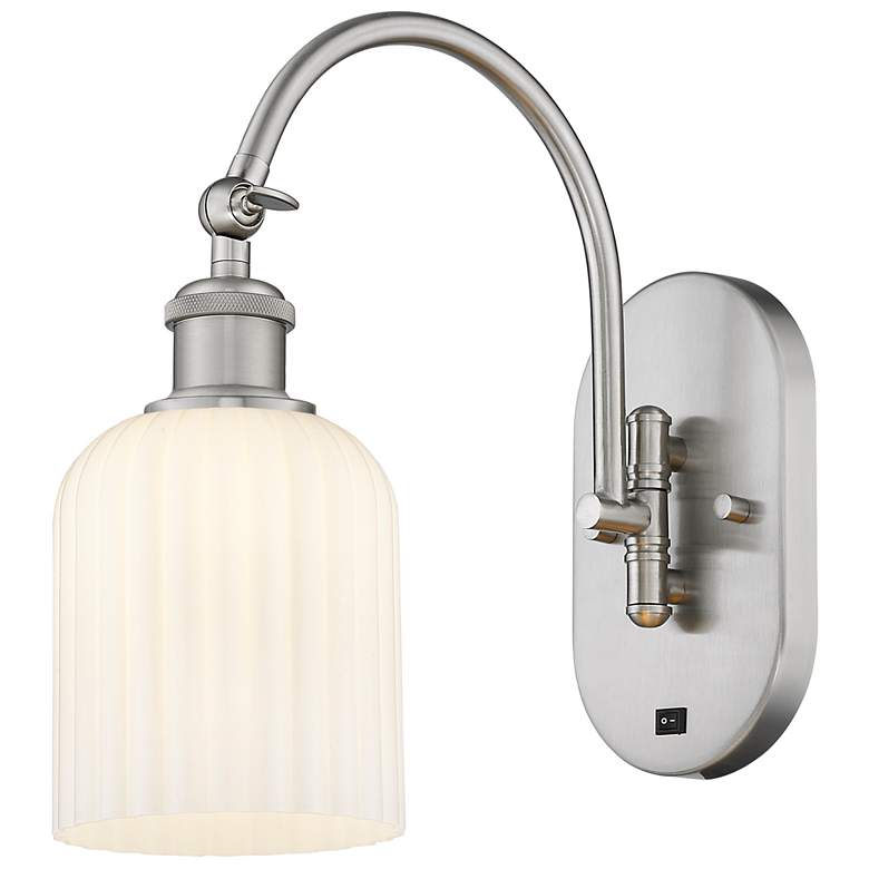 Image 1 Ballston Bridal Veil 5" Sconce Arm Swivels Side to Side Satin Nickel White