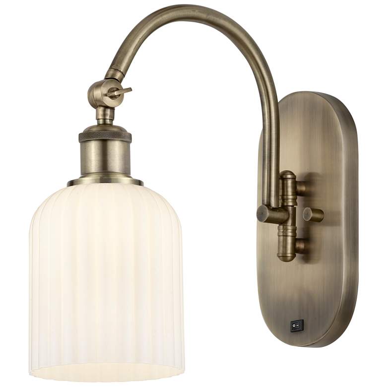 Image 1 Ballston Bridal Veil 5" Sconce Arm Swivels to Side Antique Brass White