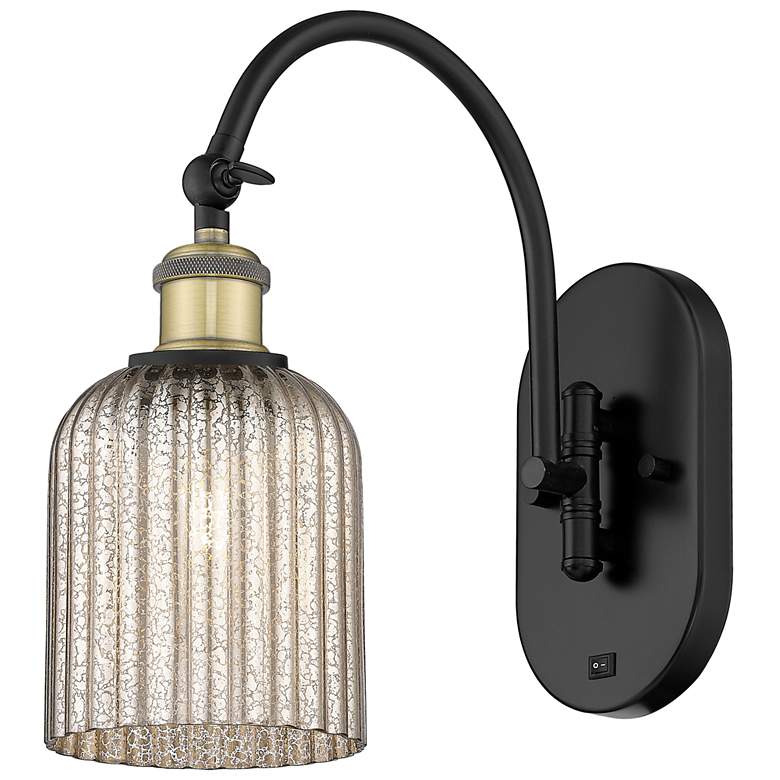 Image 1 Ballston Bridal Veil 5" Sconce Arm Swivels to Side Black Brass Mercury