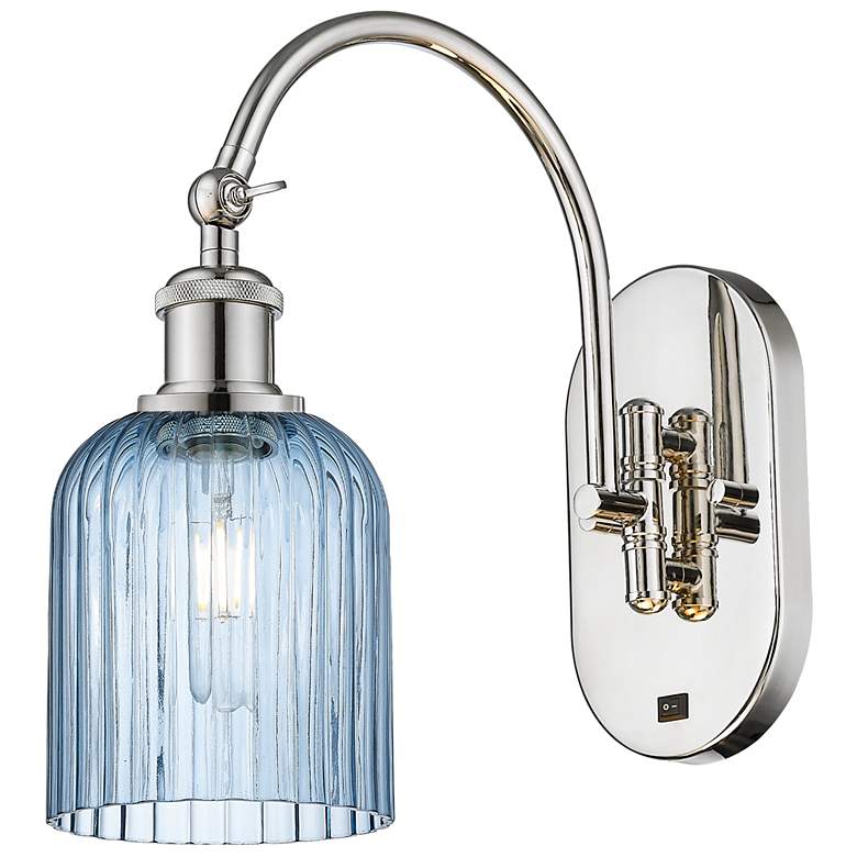 Image 1 Ballston Bridal Veil 5" Sconce Arm Swivels to Side Polished Nickel Blue