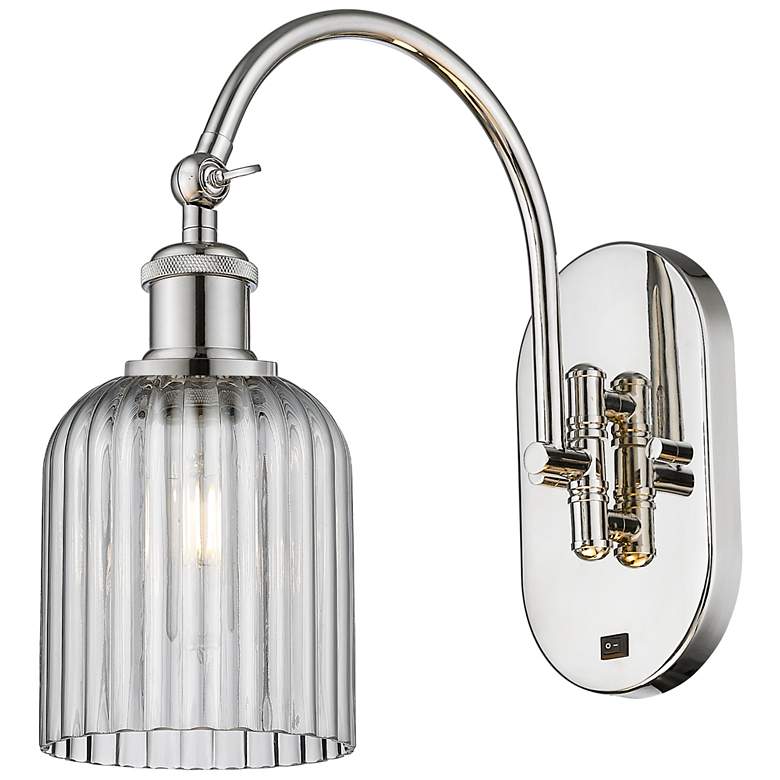 Image 1 Ballston Bridal Veil 5" Sconce Arm Swivels to Side Polished Nickel Smoke