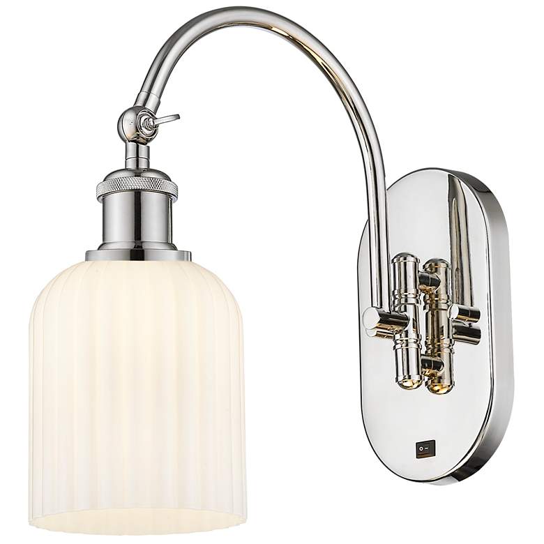 Image 1 Ballston Bridal Veil 5" Sconce Arm Swivels to Side Polished Nickel White