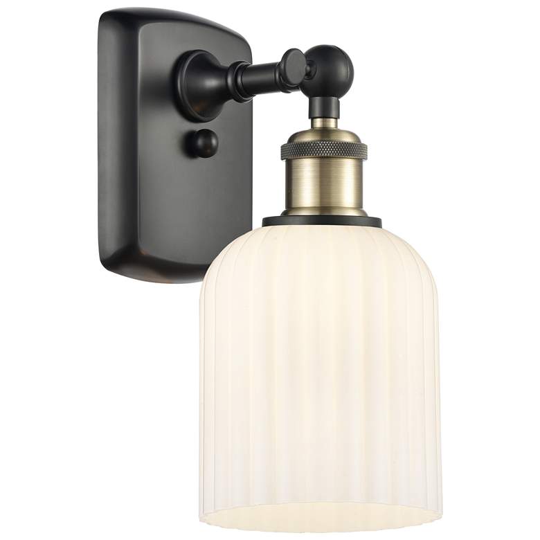 Image 1 Ballston Bridal Veil 5" Sconce Black Antique Brass Finish Gloss White Shade
