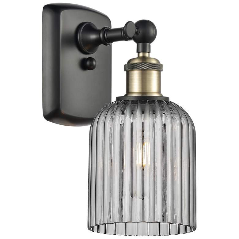 Image 1 Ballston Bridal Veil 5" Sconce Black Antique Brass Finish Light Smoke Shade