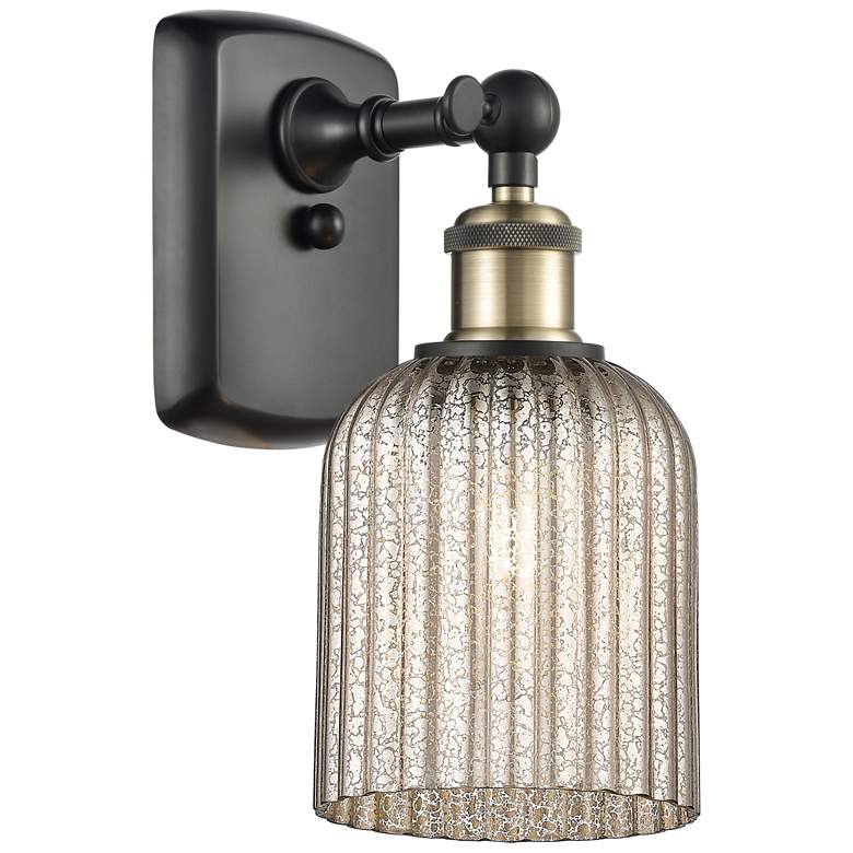 Image 1 Ballston Bridal Veil 5" Sconce Black Antique Brass Finish Mercury Shade