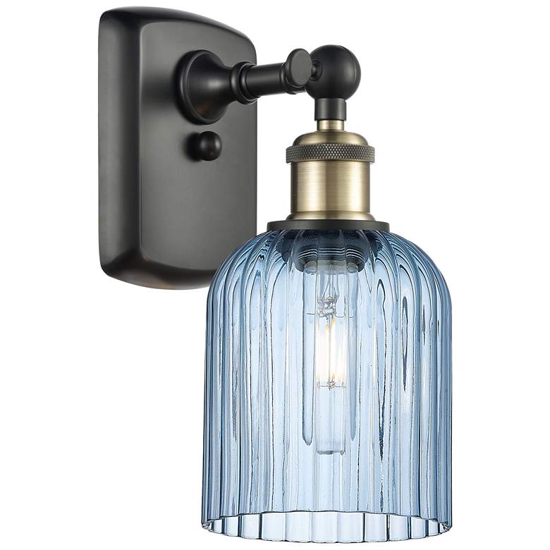 Image 1 Ballston Bridal Veil 5" Sconce Black Brass Princess Blue Shade