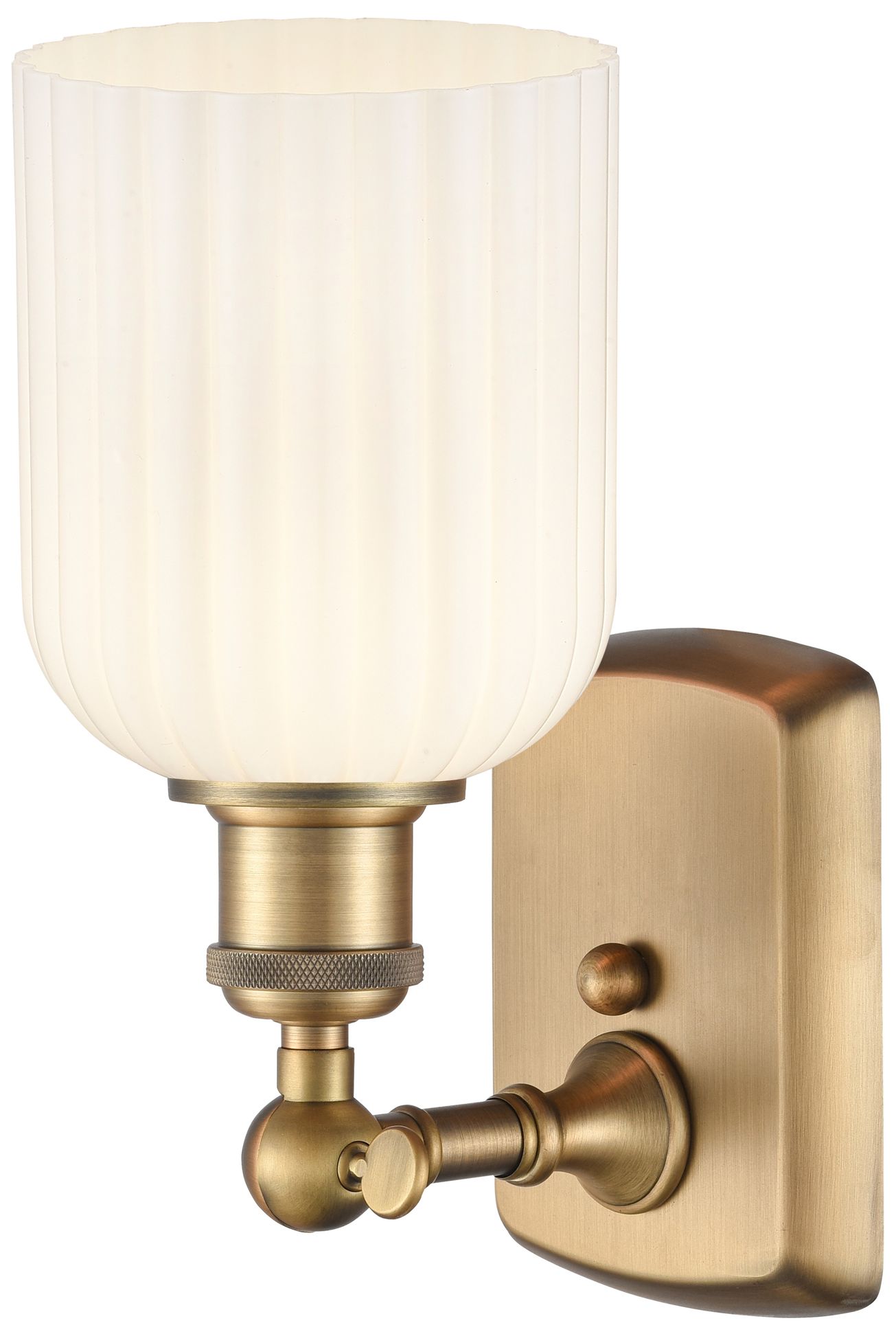 Image 5 Ballston Bridal Veil 5" Sconce Brushed Brass Finish Gloss White Shade more views