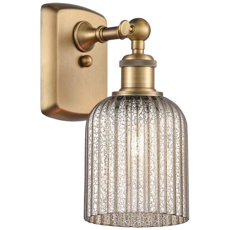 Image 1 Ballston Bridal Veil 5" Sconce Brushed Brass Finish Mercury Shade