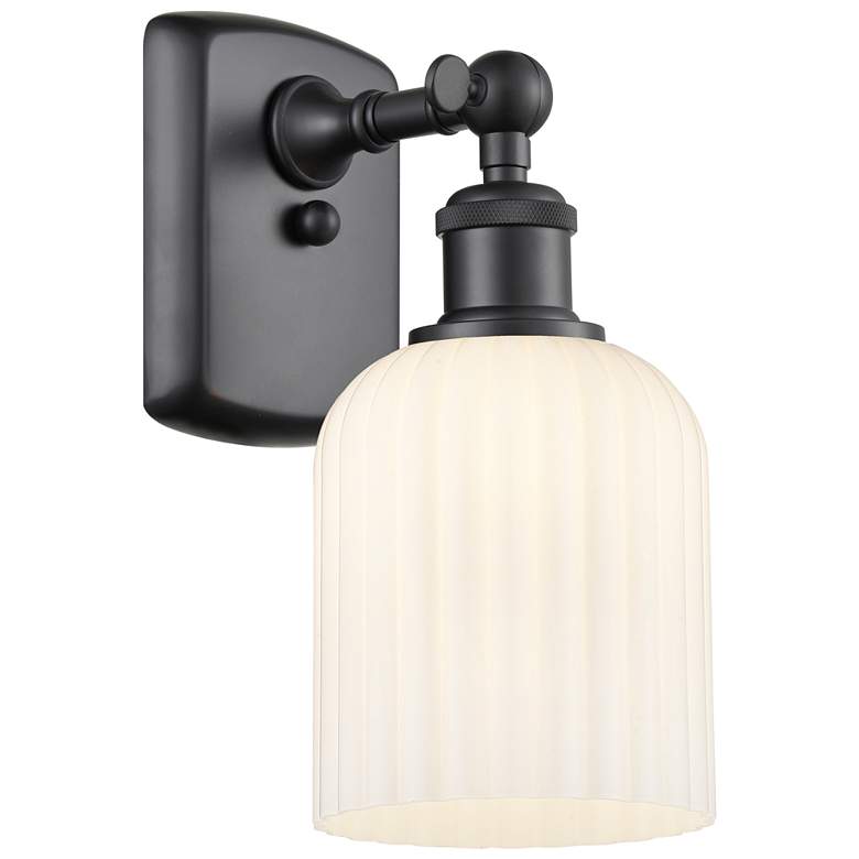 Image 1 Ballston Bridal Veil 5" Sconce Matte Black Finish Gloss White Shade