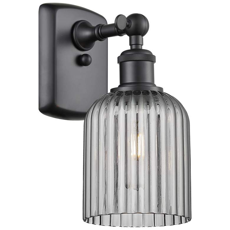 Image 1 Ballston Bridal Veil 5" Sconce Matte Black Finish Light Smoke Shade