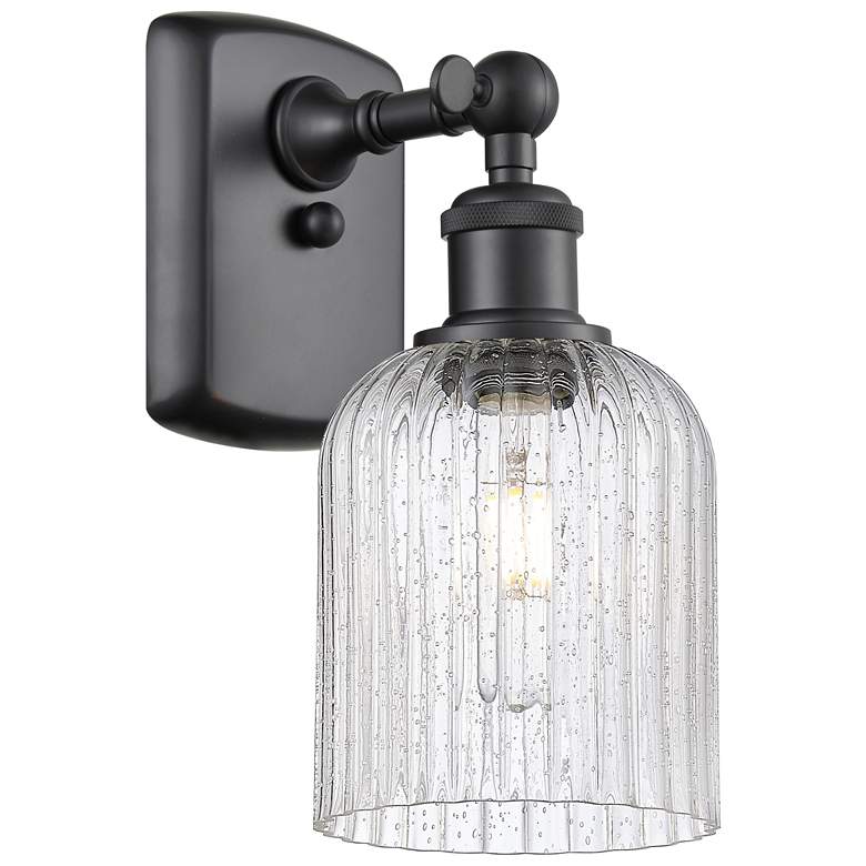 Image 1 Ballston Bridal Veil 5" Sconce Matte Black Finish Seedy Shade