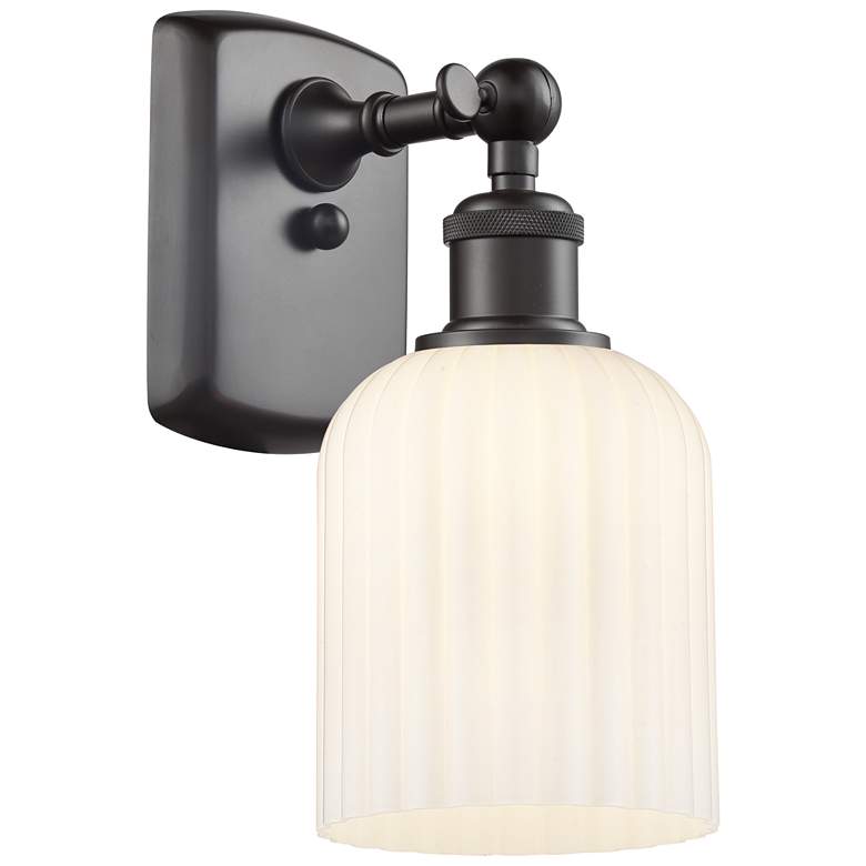 Image 1 Ballston Bridal Veil 5" Sconce Oil Rubbed Bronze Finish Gloss White Shade