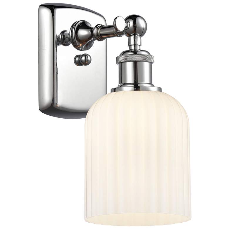 Image 1 Ballston Bridal Veil 5" Sconce Polished Chrome Finish Gloss White Shade