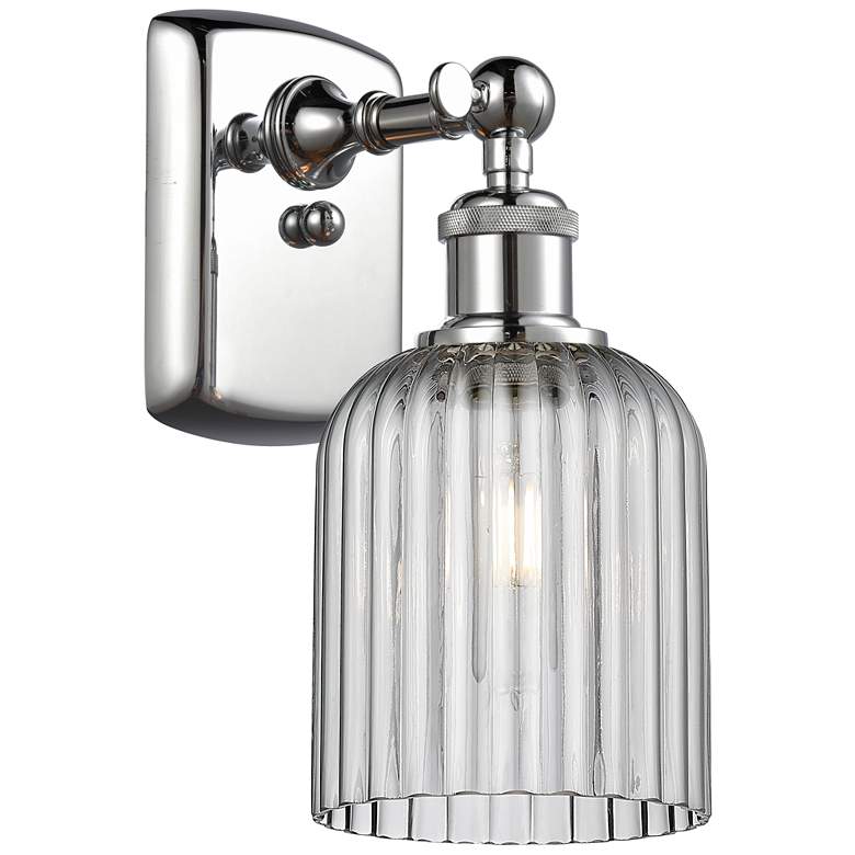 Image 1 Ballston Bridal Veil 5" Sconce Polished Chrome Finish Light Smoke Shade