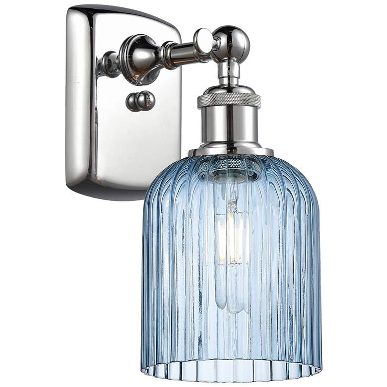 Image 1 Ballston Bridal Veil 5" Sconce Polished Chrome Finish Princess Blue Shade