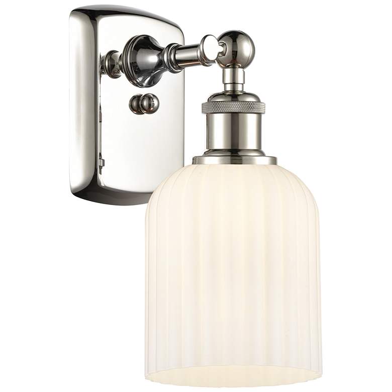 Image 1 Ballston Bridal Veil 5" Sconce Polished Nickel Finish Gloss White Shade