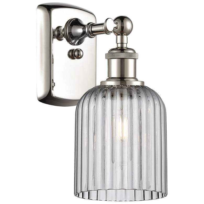 Image 1 Ballston Bridal Veil 5" Sconce Polished Nickel Finish Light Smoke Shade