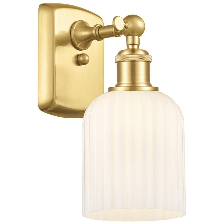 Image 1 Ballston Bridal Veil 5" Sconce Satin Gold Finish Gloss White Shade
