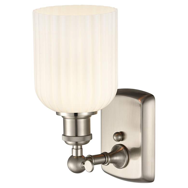 Image 3 Ballston Bridal Veil 5" Sconce Satin Nickel Finish Gloss White Shade more views
