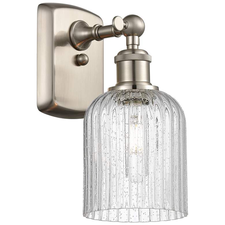 Image 1 Ballston Bridal Veil 5" Sconce Satin Nickel Finish Seedy Shade