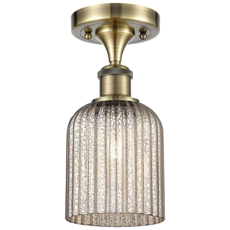 Image 1 Ballston Bridal Veil 5" Semi-Flush Mount Antique Brass Mercury Shade