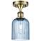 Ballston Bridal Veil 5" Semi-Flush Mount Antique Brass Princess Blue Shade