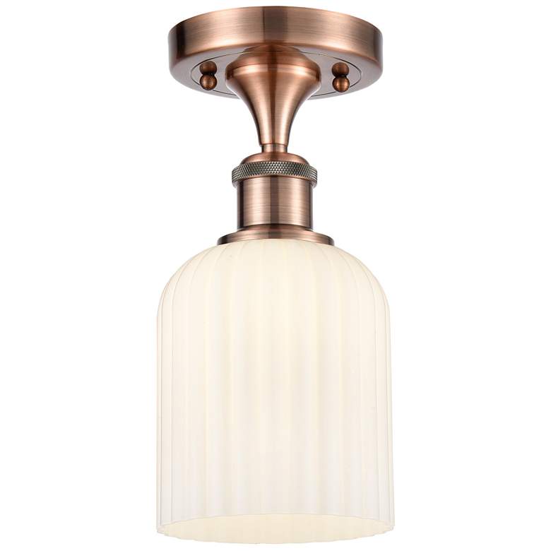 Image 1 Ballston Bridal Veil 5" Semi-Flush Mount Antique Copper Gloss White Shade