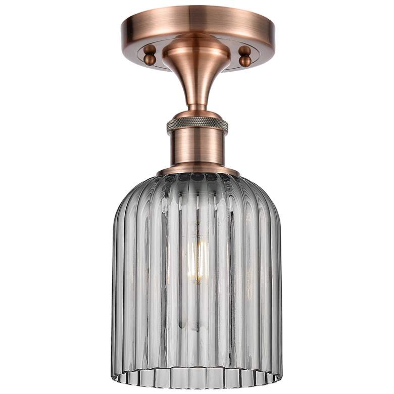 Image 1 Ballston Bridal Veil 5" Semi-Flush Mount Antique Copper Light Smoke Shade