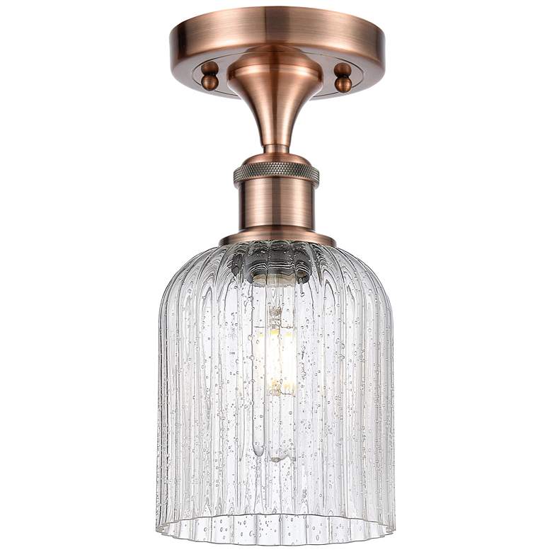 Image 1 Ballston Bridal Veil 5" Semi-Flush Mount Antique Copper Seedy Shade