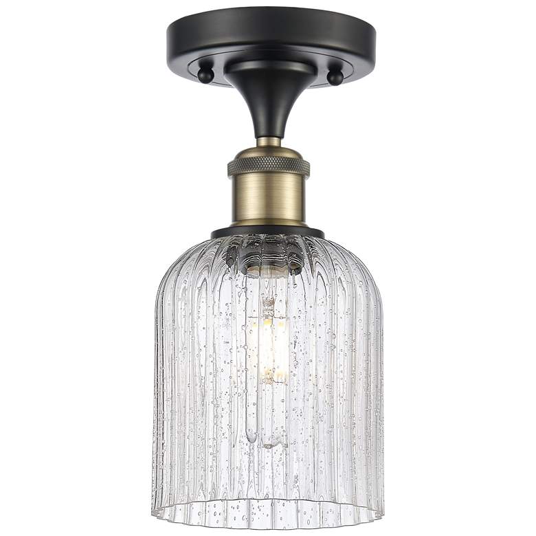 Image 1 Ballston Bridal Veil 5" Semi-Flush Mount Black Antique Brass Seedy Shade