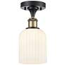Ballston Bridal Veil 5" Semi-Flush Mount Black Brass Gloss White Shade