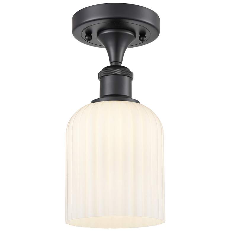 Image 1 Ballston Bridal Veil 5" Semi-Flush Mount Matte Black Gloss White Shade