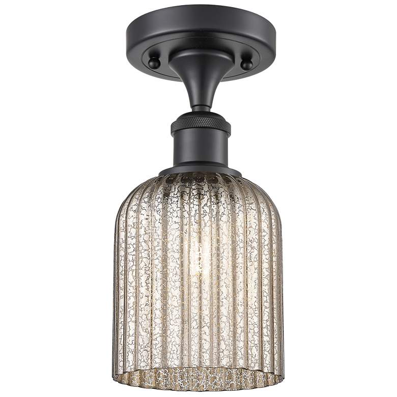 Image 1 Ballston Bridal Veil 5" Semi-Flush Mount Matte Black Mercury Shade