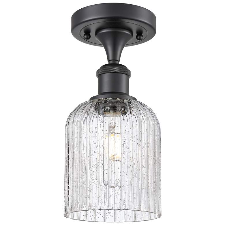 Image 1 Ballston Bridal Veil 5" Semi-Flush Mount Matte Black Seedy Shade