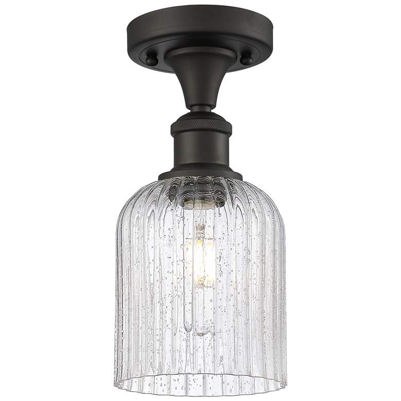 Image 1 Ballston Bridal Veil 5" Semi-Flush Mount Oil Rubbed Bronze Seedy Shade